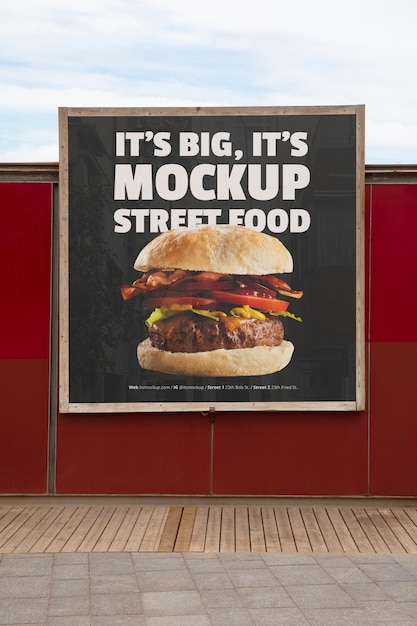 PSD food billboard mockup in the city