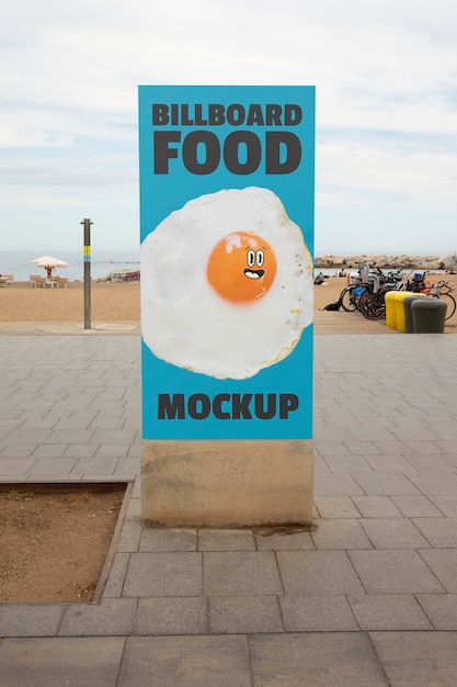 PSD food billboard mockup in the city