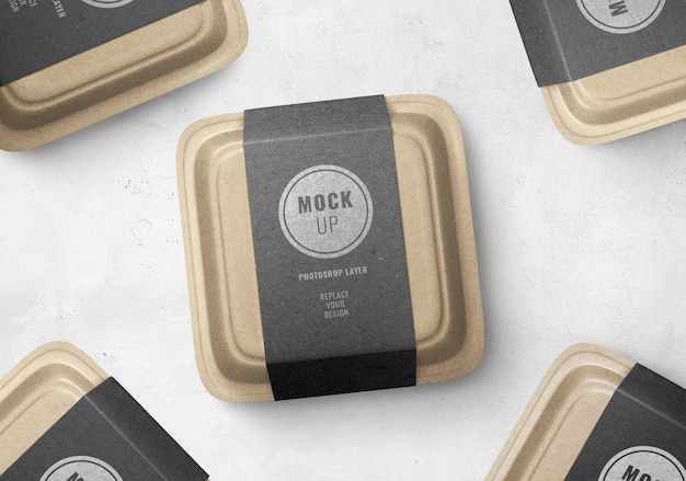 Food box black label mockup realistic advertising