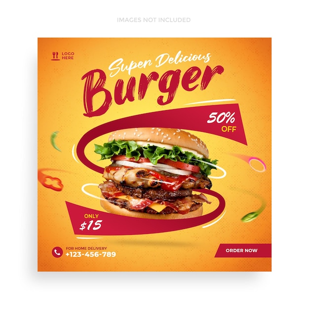 Food burger social media instagram post banner template