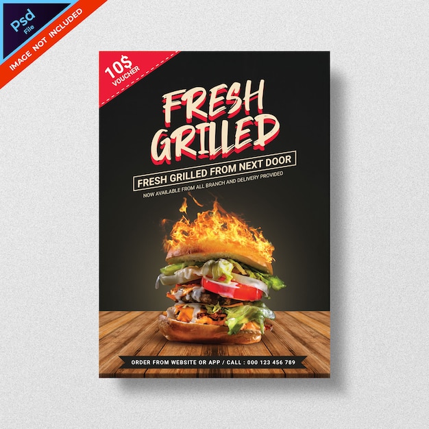 PSD food burger style flyer template