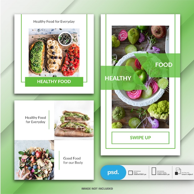 PSD food business marketing instagram-post en verhaalsjabloon of vierkante banner