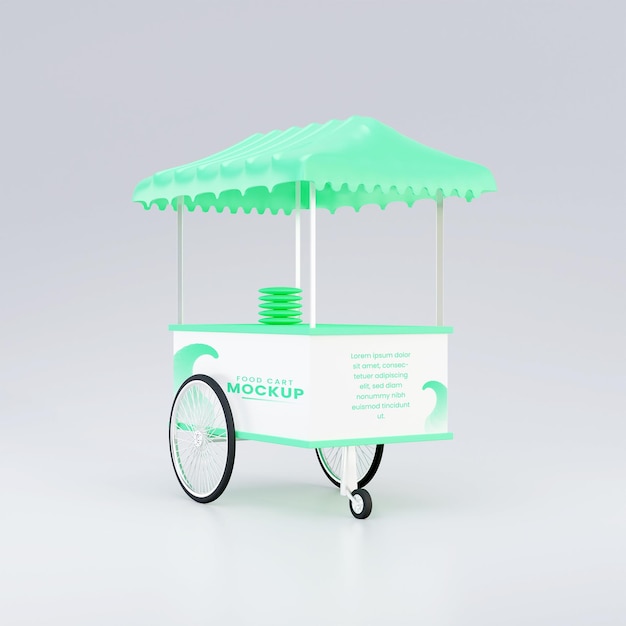 PSD food cart mockup 3d render