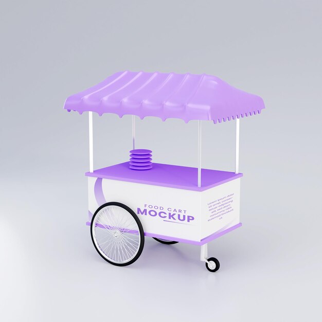 PSD food cart mockup 3d render