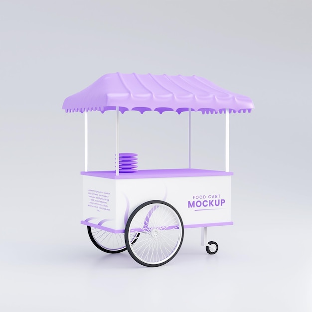 PSD food cart mockup 3d render