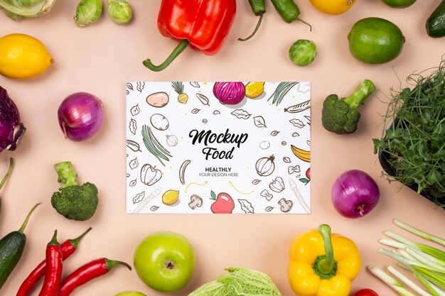 Food concept and food groups mock-up
