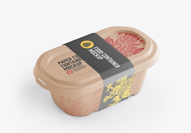 PSD food container with sleeve mockup