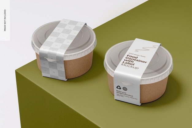 Food Containers with Label Mockup 02