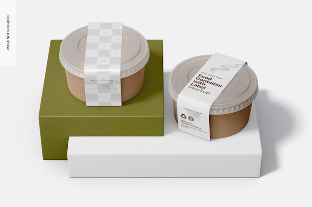 Food Containers with Label Mockup
