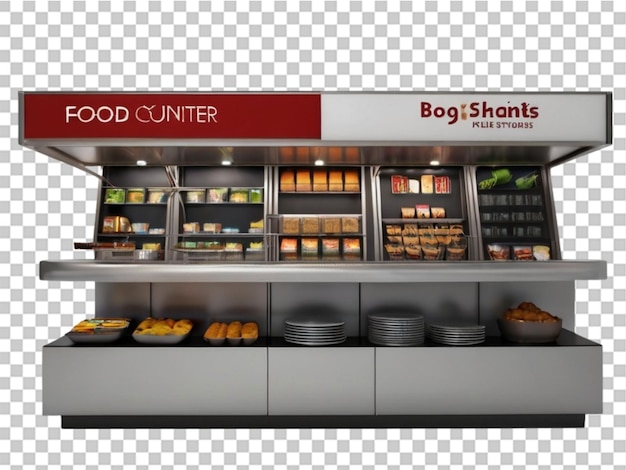 Food counter on white background