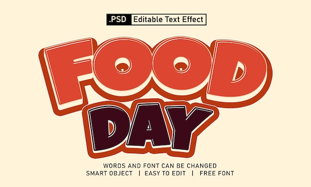 PSD food day text effect