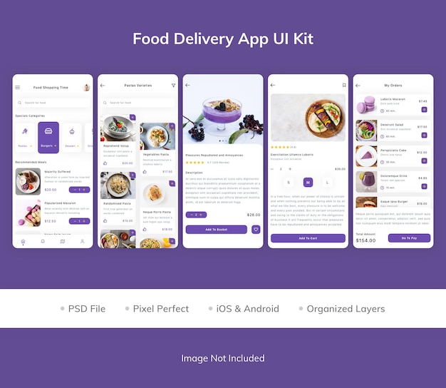 Food delivery app ui k it pack