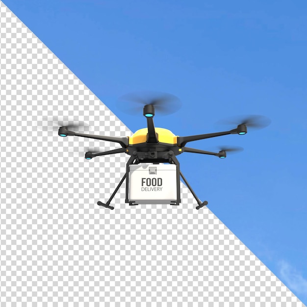 PSD drone per la consegna di cibo su sfondo trasparente