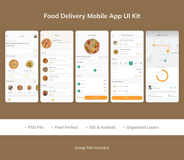 PSD フード デリバリー モバイル アプリ ui キット