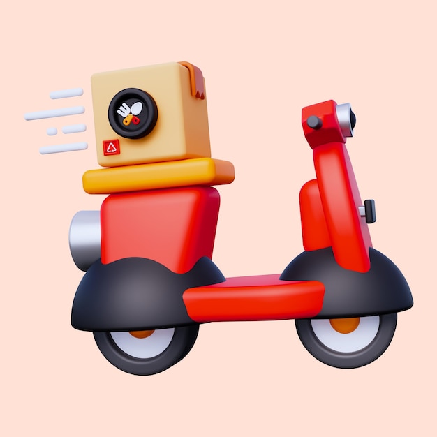 PSD food delivery scooter 3d icon