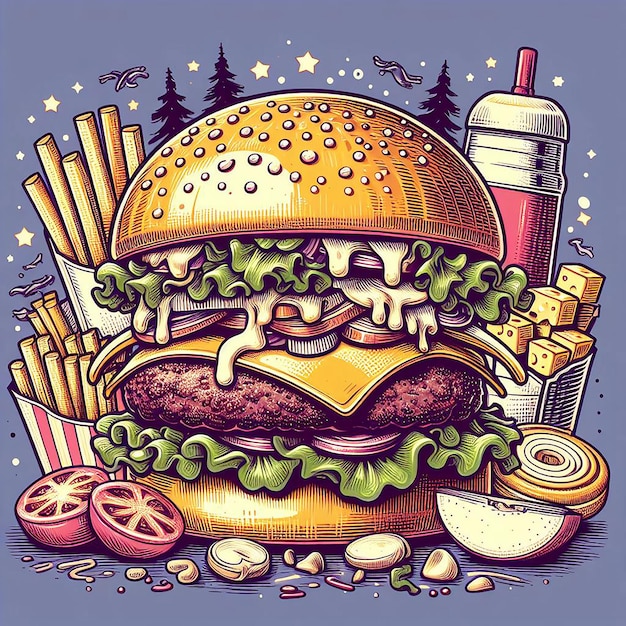 PSD a food design of burger delicious allbeef patty burger in town melted cheese