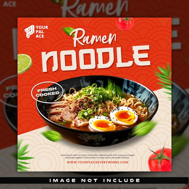 PSD food design template with ramen noodle
