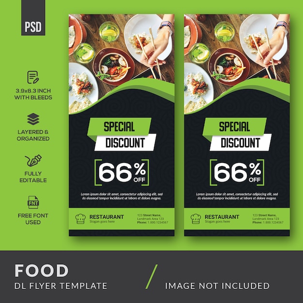 PSD food dl flyer template