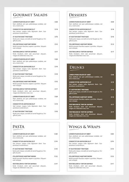 food and drinks restaurant menu template design