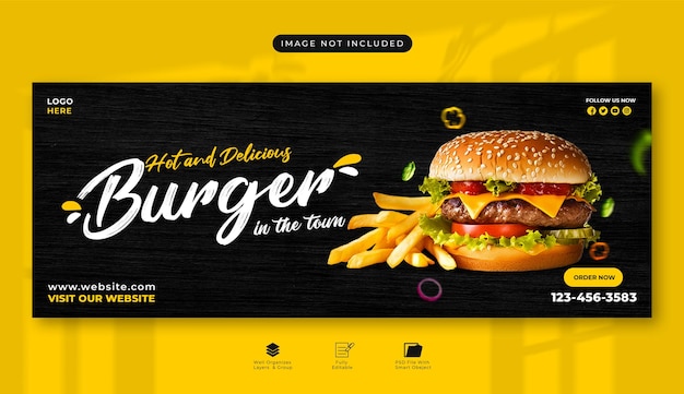 PSD facebook food cover banner burger banner post food menu web banner