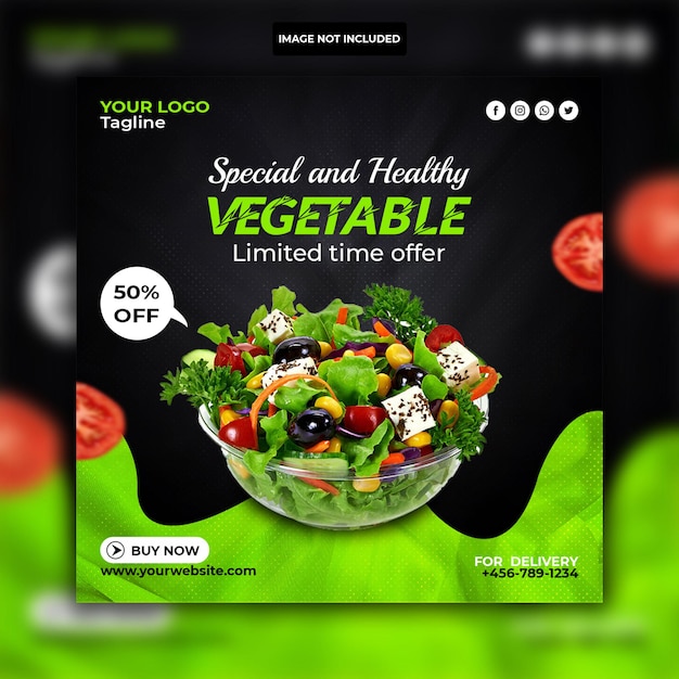 PSD food facebook post design template with food sale