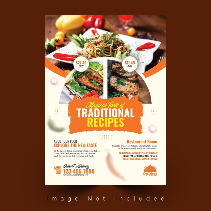 PSD food flyer design szablon gotowania kawiarnia i restauracja menu jedzenie zamawianie śmieci jedzenie pizza burge