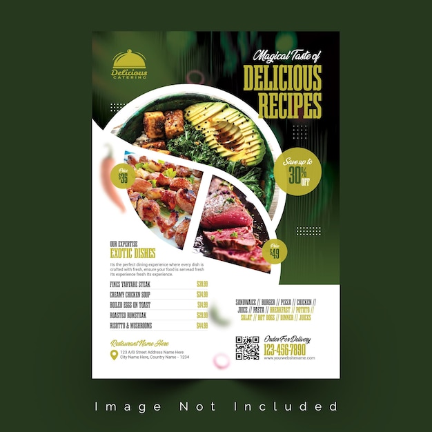 フード・フライヤー・デザイン テンプレート 料理 カフェ・レストラン・メニュー 食品 注文 ジャンクフード ピザ・バージ