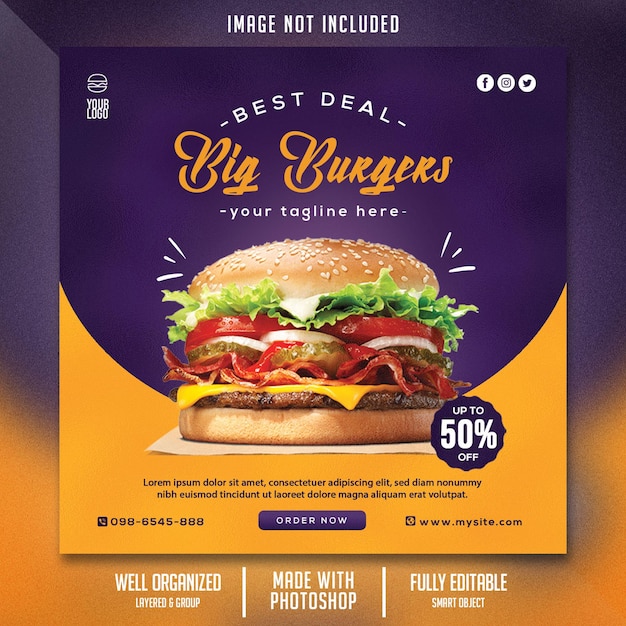 PSD food flyer template with burger theme