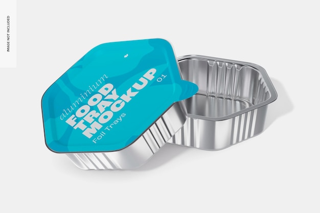 food foil tray mockup, perspective