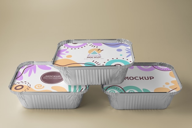 PSD food foil trays arrangement mockup