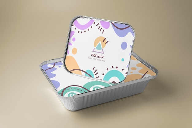 Food foil trays arrangement mockup