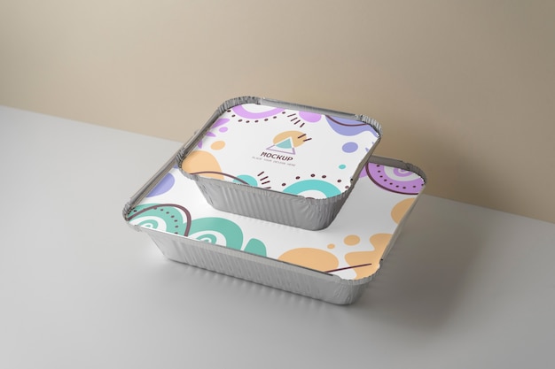 PSD food foil trays arrangement mockup