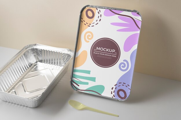 PSD food foil trays arrangement mockup