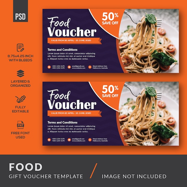 PSD food gift voucher card template