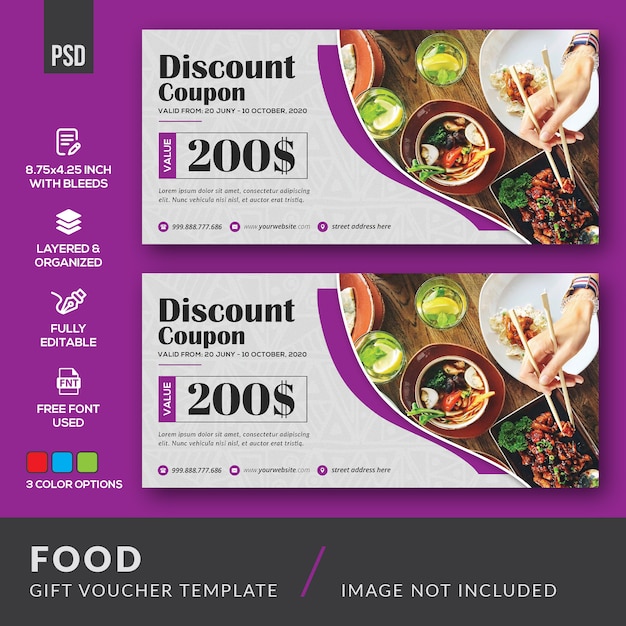 PSD food gift voucher card template