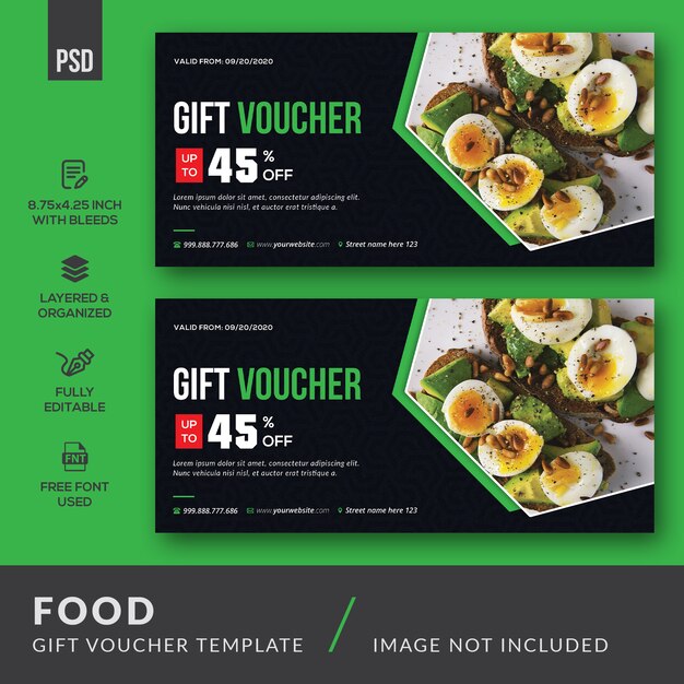 Food gift voucher card template