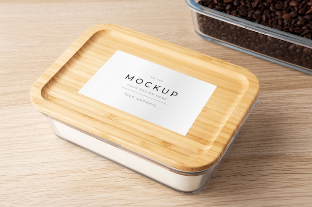 PSD design del mockup del barattolo di vetro per alimenti