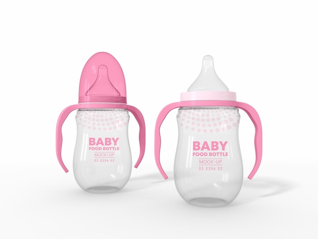 PSD food grade plastic baby feeder bottle mockup