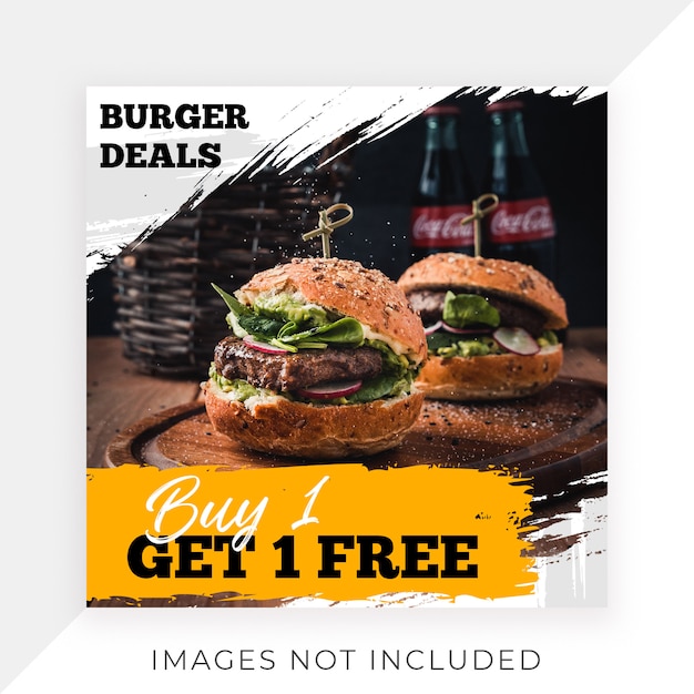 PSD food instagram post szablon banner restaurant