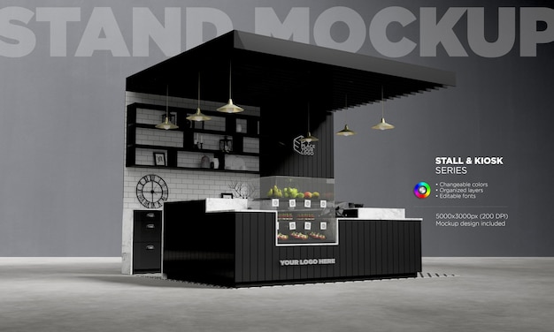 PSD food kiosk or food cart mockup