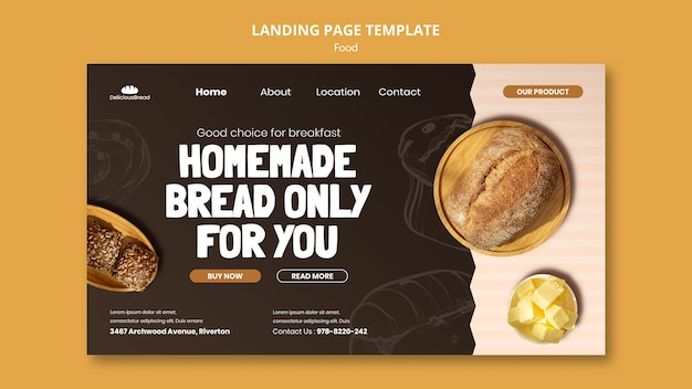 PSD food landing page design template