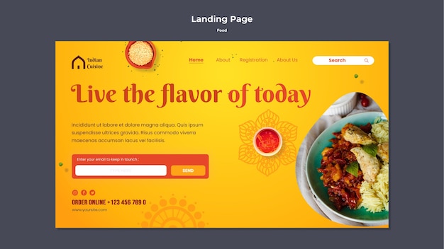 Food landing page design template