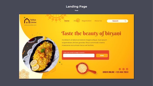 Food landing page design template