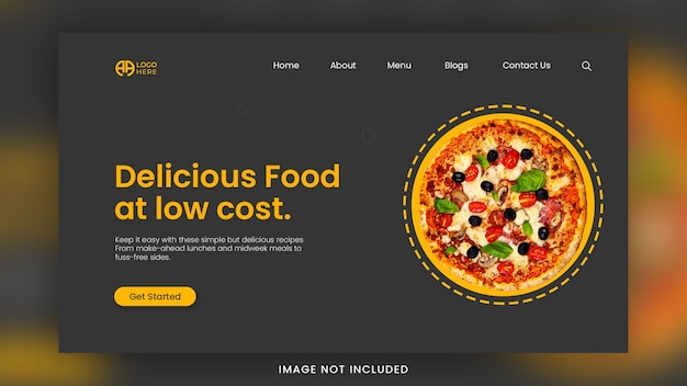 PSD food landing page template design