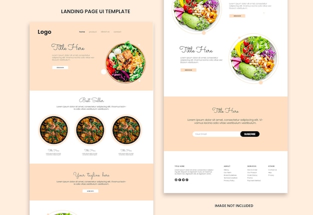 Food landing page ui template design