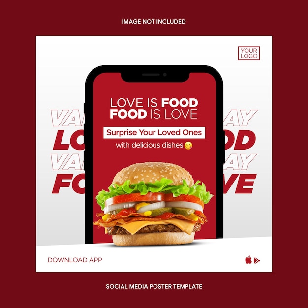 PSD food love social media psd template