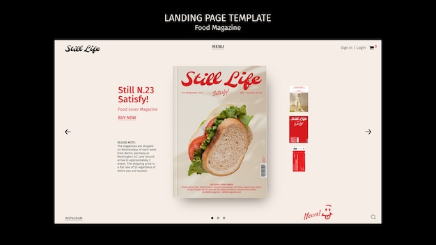 PSD food magazine template design