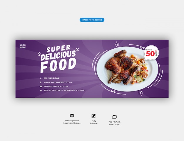フードメニューとレストランのfacebookカバーテンプレートプレミアムpsd
