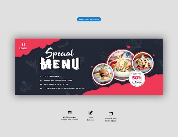 フードメニューとレストランのfacebookカバーテンプレート