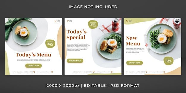 PSD food menu banner or social media feed template